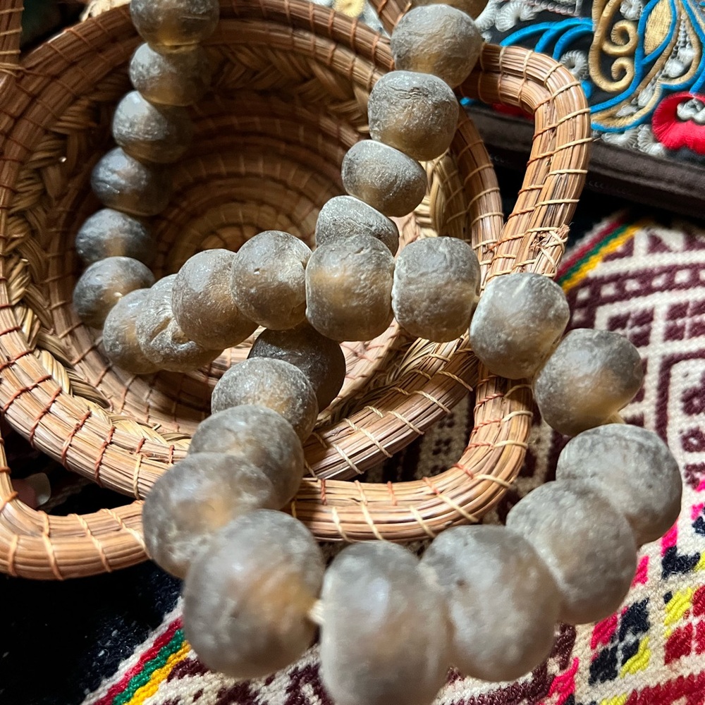 Strand of Recycled glass trade beads collector’s pieces from Africa